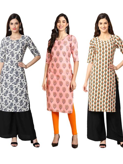 pack of 3 multi colored straight kurta - 19399607 - Very Small Image - 1
