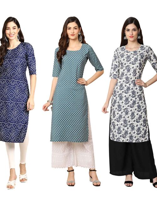 pack of 3 multi colored straight kurta - 19399632 - Very Small Image - 1