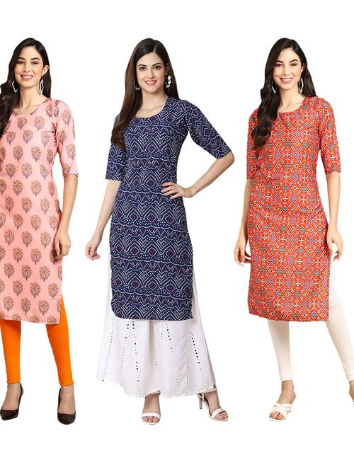 pack of 3 multi colored straight kurta - 19399643 - Very Small Image - 1