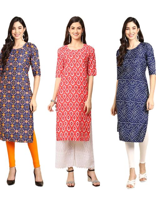 pack of 3 multi colour kurtas - 19399645 - Very Small Image - 1