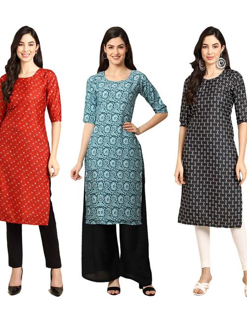 pack of 3 multi colour kurtas - 19399654 - Very Small Image - 1