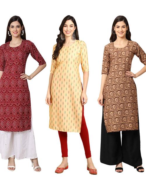 pack of 3 multi colour kurtas - 19399667 - Very Small Image - 1