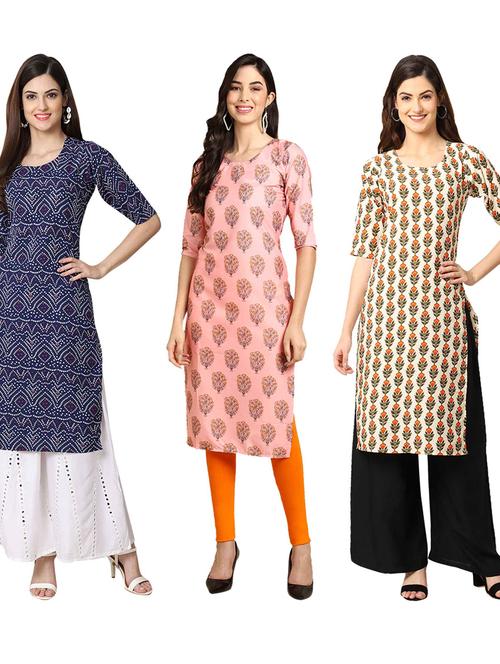 pack of 3 multi colour kurtas - 19399673 - Very Small Image - 1