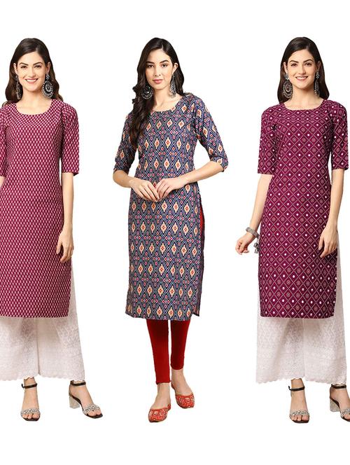 pack of 3 multi colour kurtas - 19399676 - Very Small Image - 1