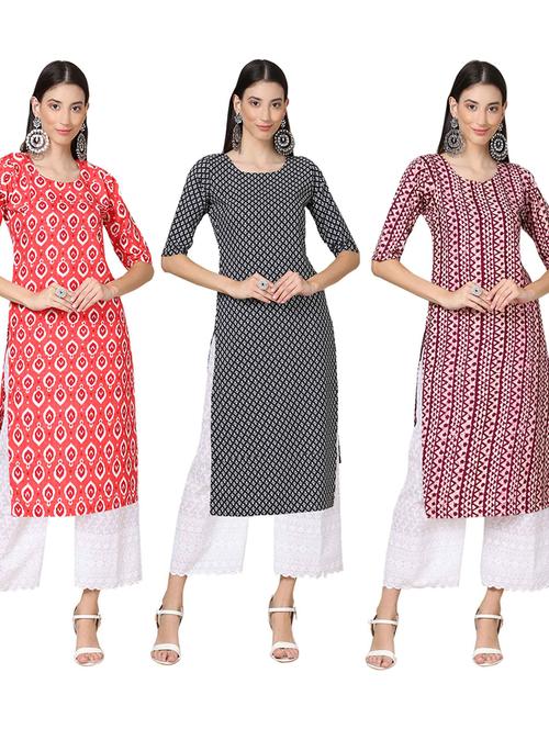 pack of 3 multi colour kurtas - 19399696 - Very Small Image - 1