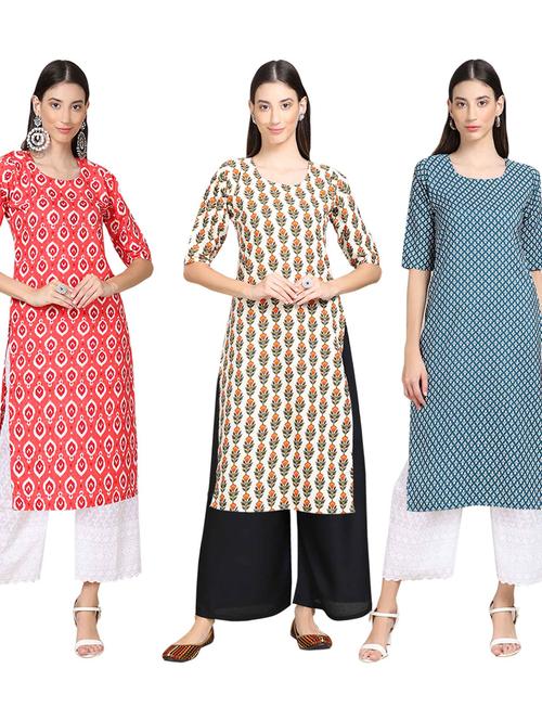 pack of 3 multi colour kurtas - 19399697 - Very Small Image - 1