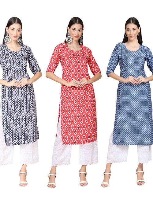 pack of 3 multi colour kurtas - 19399705 - Very Small Image - 1