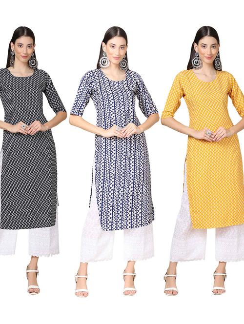 pack of 3 multi colour kurtas - 19399713 - Very Small Image - 1