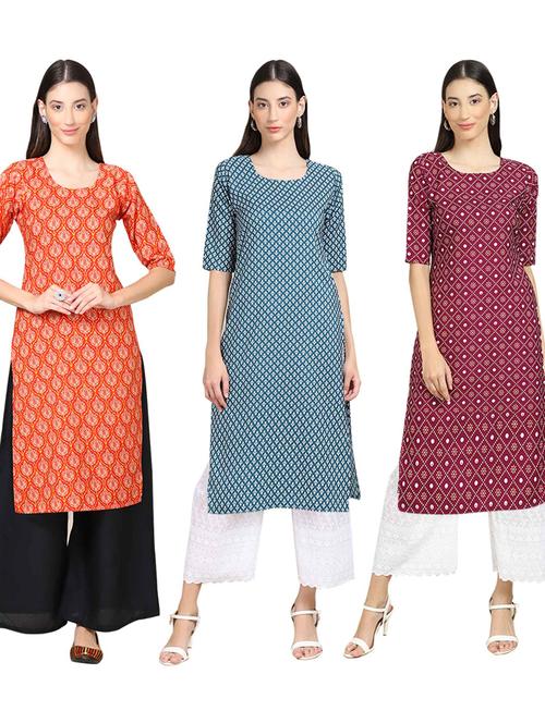 pack of 3 multi colour kurtas - 19399732 - Very Small Image - 1