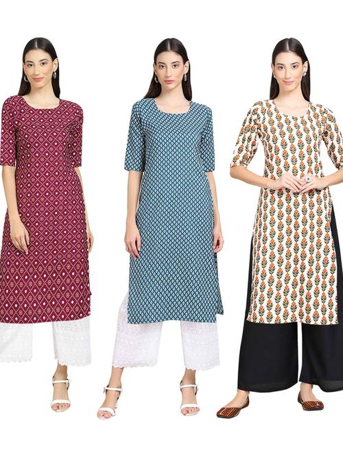pack of 3 multi colour kurtas - 19399737 - Very Small Image - 1