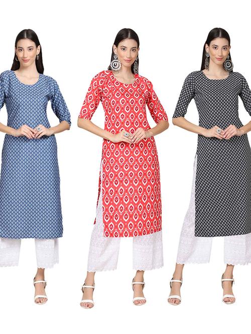 pack of 3 multi colour kurtas - 19399741 - Very Small Image - 1