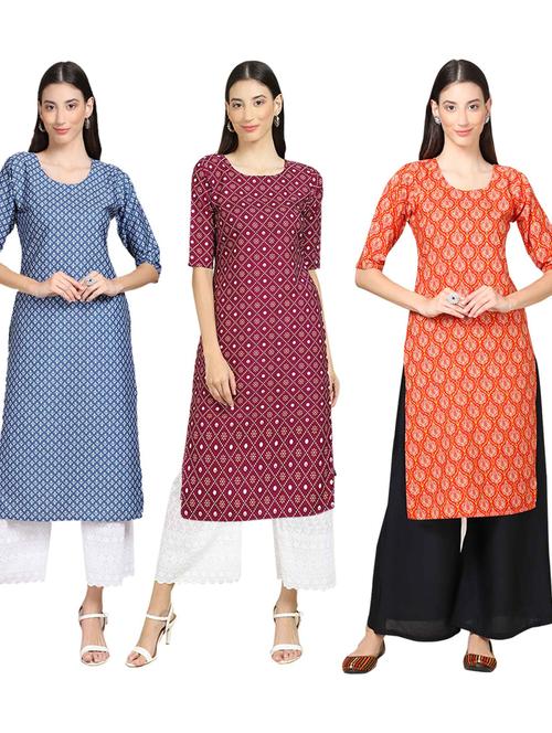 multi coloured printed straight kurta set - 19399744 - Very Small Image - 1