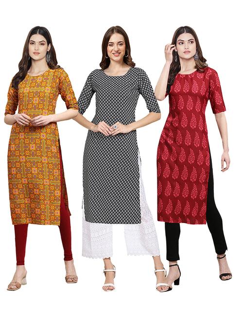 pack of 3 printed straight kurta - 19399761 - Very Small Image - 1