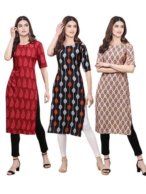 multi coloured printed straight kurta set - 19399765 - Very Small Image - 1