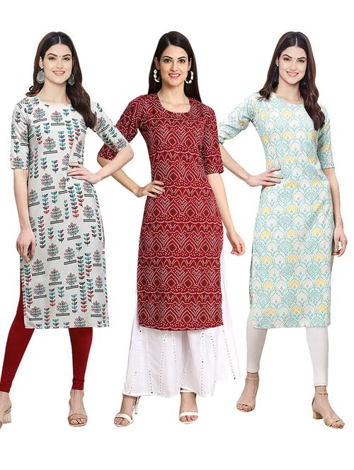 multi coloured printed straight kurta set - 19399775 - Very Small Image - 1