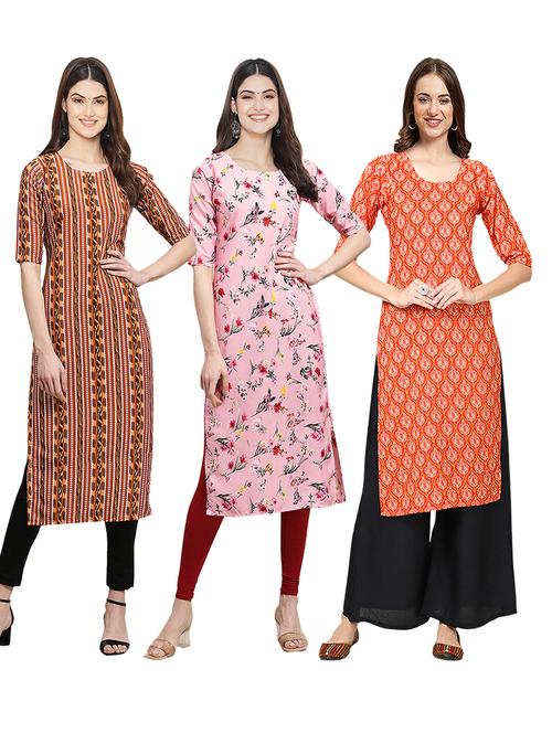 multi coloured printed straight kurta set - 19399791 - Very Small Image - 1