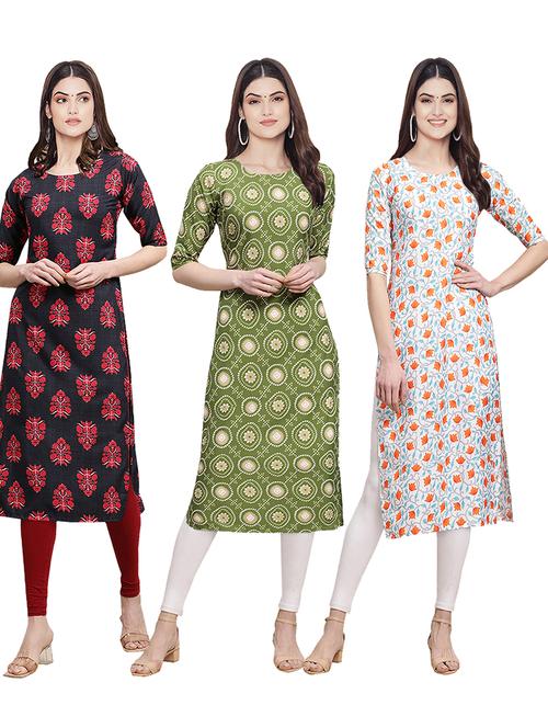multi coloured printed straight kurta set - 19399795 - Very Small Image - 1