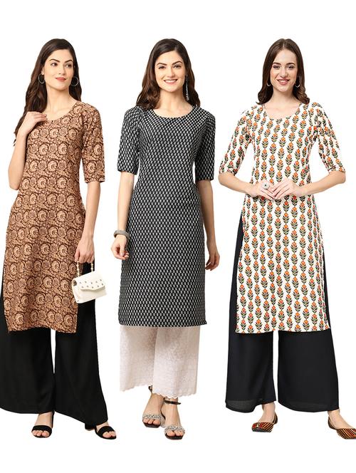 multi coloured printed straight kurta set - 19399833 - Very Small Image - 1