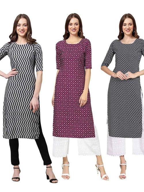 multi coloured printed straight kurta set - 19399870 - Very Small Image - 1