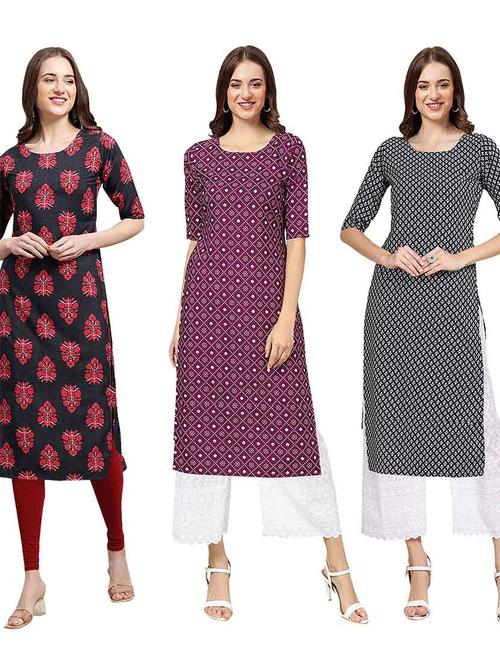 multi coloured printed straight kurta set - 19399906 - Very Small Image - 1