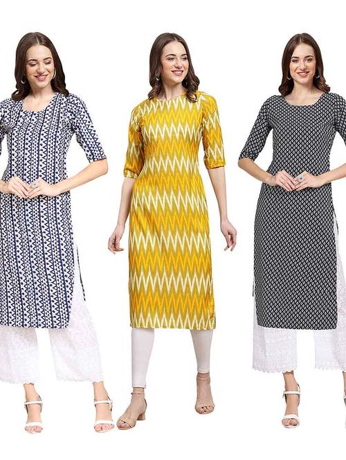 multi coloured printed straight kurta set - 19399915 - Very Small Image - 1