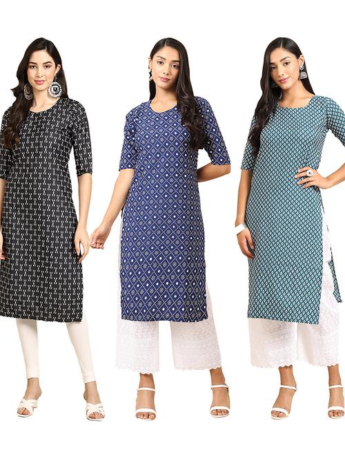 pack of 3 straight kurta - 19400013 - Very Small Image - 1