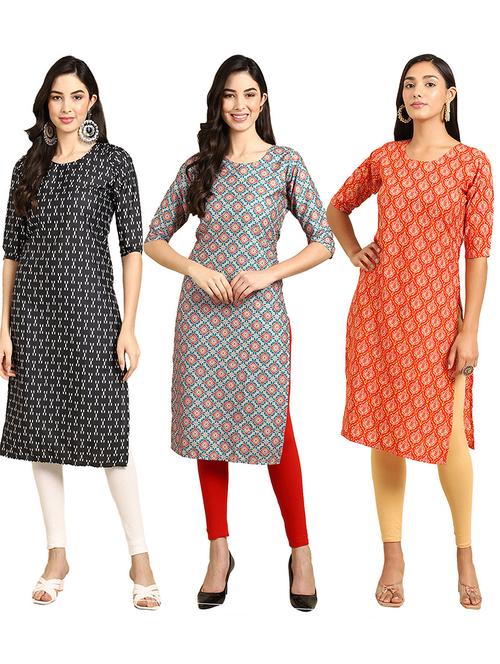 pack of 3 straight kurta - 19400017 - Very Small Image - 1