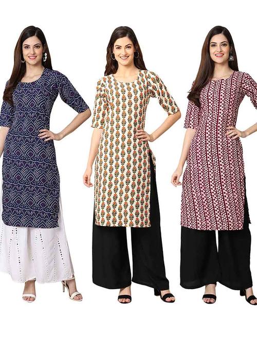 pack of 3 straight kurta - 19400119 - Very Small Image - 1