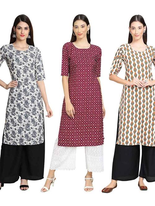 pack of 3 straight kurta - 19400207 - Very Small Image - 1
