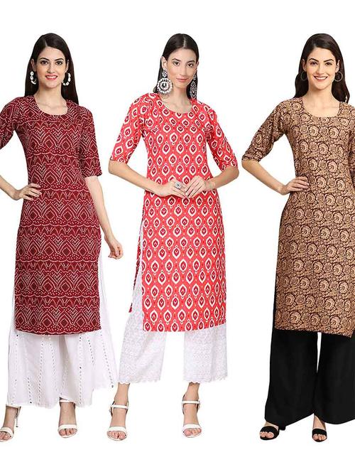 pack of 3 straight kurta - 19400222 - Very Small Image - 1