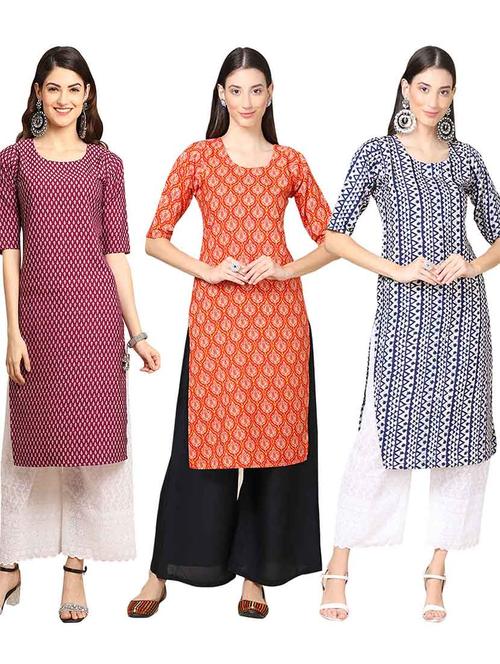 pack of 3 multi colored kurtas - 19400237 - Very Small Image - 1