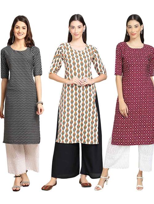 pack of 3 multi colored kurtas - 19400240 - Very Small Image - 1