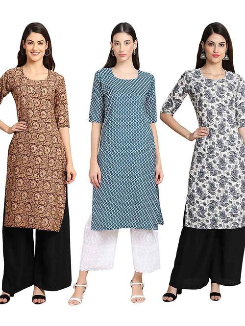 pack of 3 multi colored kurtas - 19400255 - Very Small Image - 1