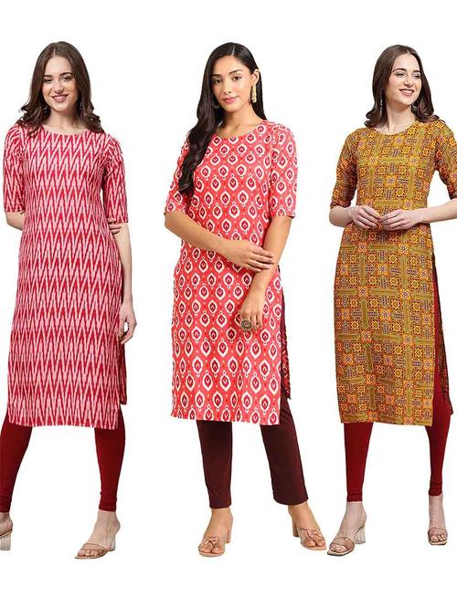 pack of 3 multi colored kurtas - 19400257 - Very Small Image - 1
