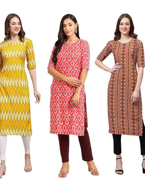 pack of 3 multi colored kurtas - 19400260 - Very Small Image - 1