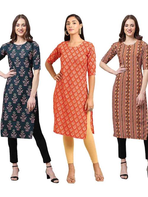 pack of 3 multi colored kurtas - 19400279 - Very Small Image - 1