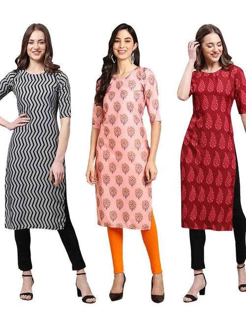 pack of 3 multi colored kurtas - 19400283 - Very Small Image - 1