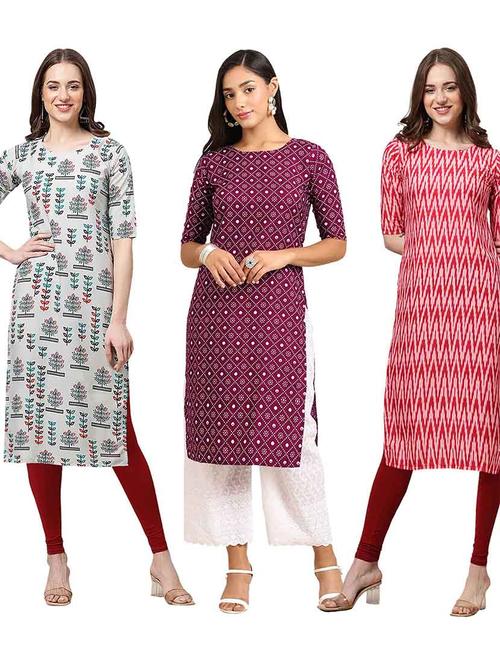 pack of 3 multi colored kurtas - 19400294 - Very Small Image - 1