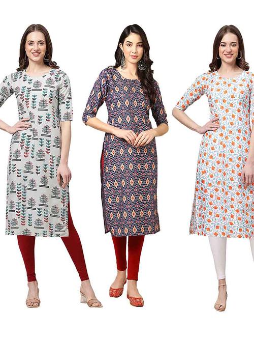 pack of 3 multi colored kurtas - 19400295 - Very Small Image - 1