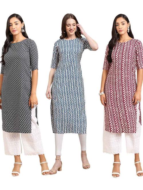 pack of 3 multi colored kurtas - 19400320 - Very Small Image - 1