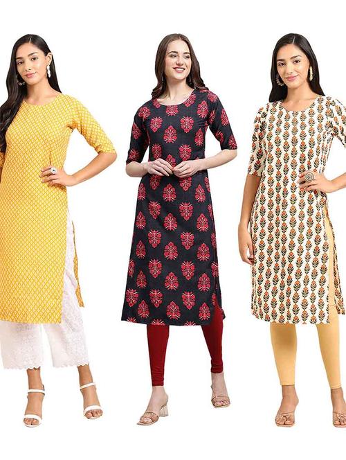 pack of 3 multi colored kurtas - 19400323 - Very Small Image - 1