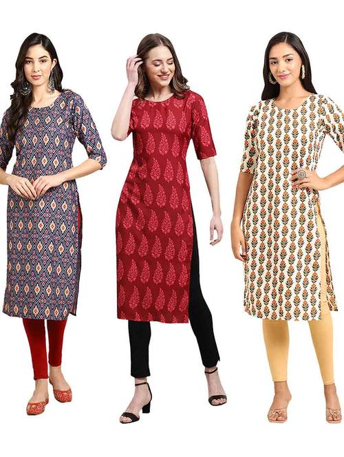 pack of 3 multi colored kurtas - 19400342 - Very Small Image - 1