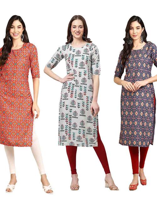 pack of 3 multi colored kurtas - 19400350 - Very Small Image - 1