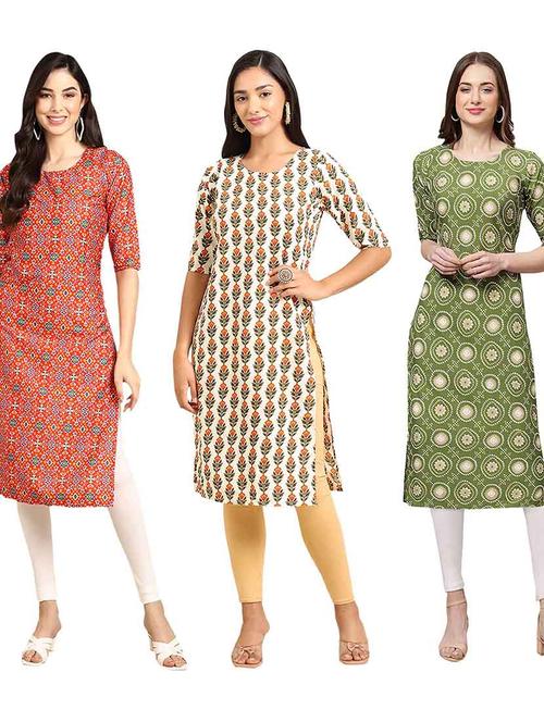 pack of 3 multi colored kurtas - 19400352 - Very Small Image - 1