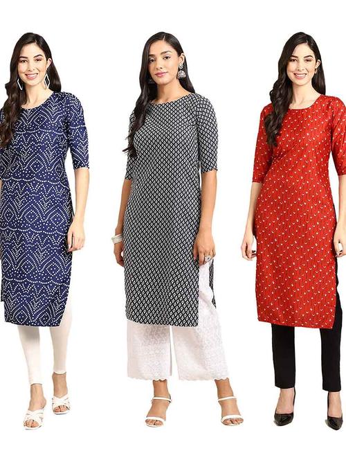 pack of 3 multi colored kurtas - 19400462 - Very Small Image - 1