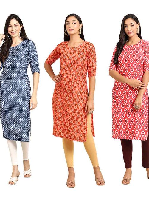 pack of 3 multi colored kurtas - 19400466 - Very Small Image - 1