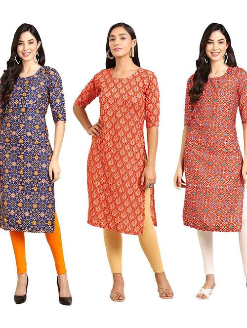 pack of 3 multi colored kurtas - 19400480 - Very Small Image - 1