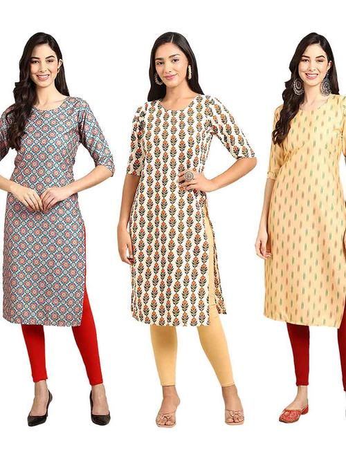 pack of 3 multi colored kurtas - 19400493 - Very Small Image - 1