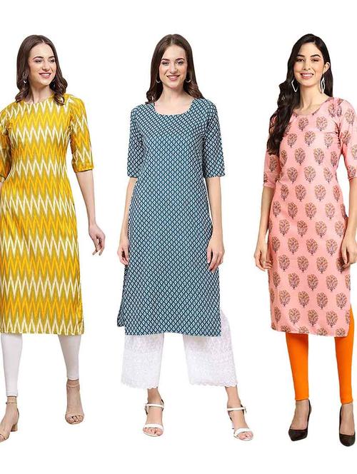pack of 3 multi colored kurtas - 19400497 - Very Small Image - 1