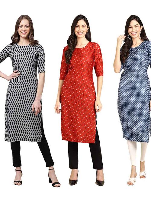 pack of 3 multi colored kurtas - 19400520 - Very Small Image - 1